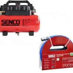 Senco PRSE-10S2001NKIT - Ensemble De 3 Pièces Dans Un Sac FinishPro35BL + FinishPro18BL + SLS18BL + AC19306BL Compresseur 6 Ltr. 8 Bar + Tuyau à Air 10 Mtr.